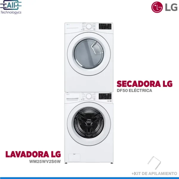 Lavadora LG 25kg Inverter WM25WV2S6W + Secadora DF50