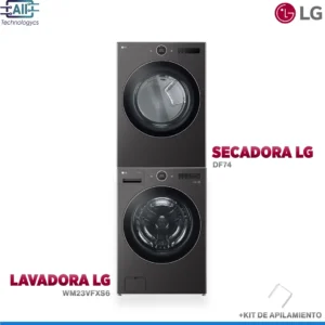 Lavadora LG WM23VFXS6 23kg AI DD + Secadora Gas DF74